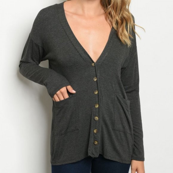 CHARCOAL TUNIC TOP - Picture 2 of 8